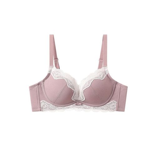 Japanese-style sweet girl lace-edged underwear for women, small bust shaping, top support without underwires, anti-sagging round cup bra