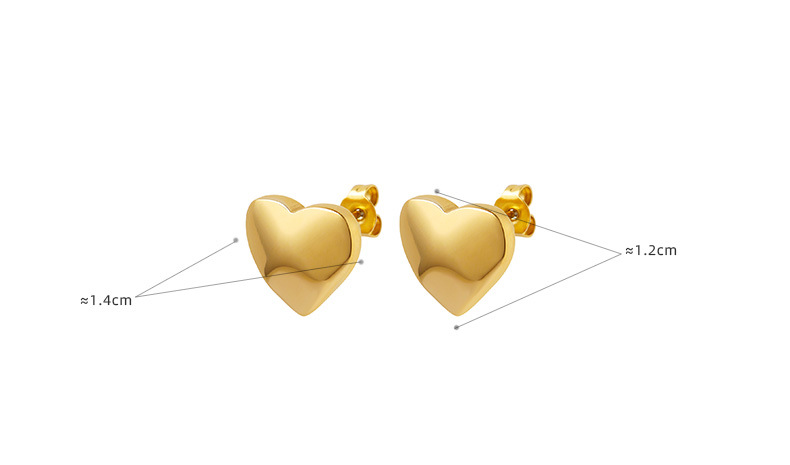 Fashion Heart Shape Titanium Steel Plating Ear Studs 1 Pair