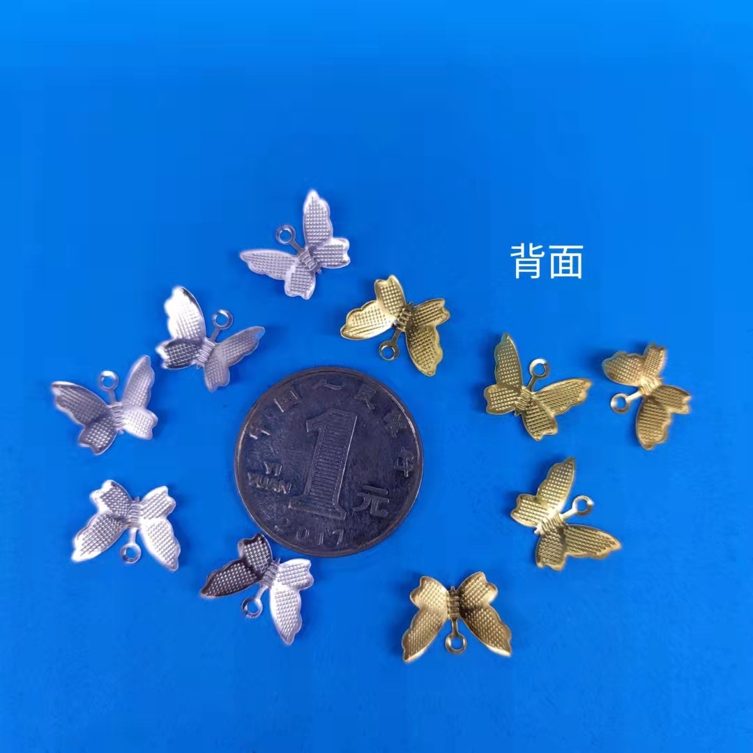 DIY金属蝴蝶吊片diy饰品配件铁皮花片立体小蝴蝶头饰耳环材料