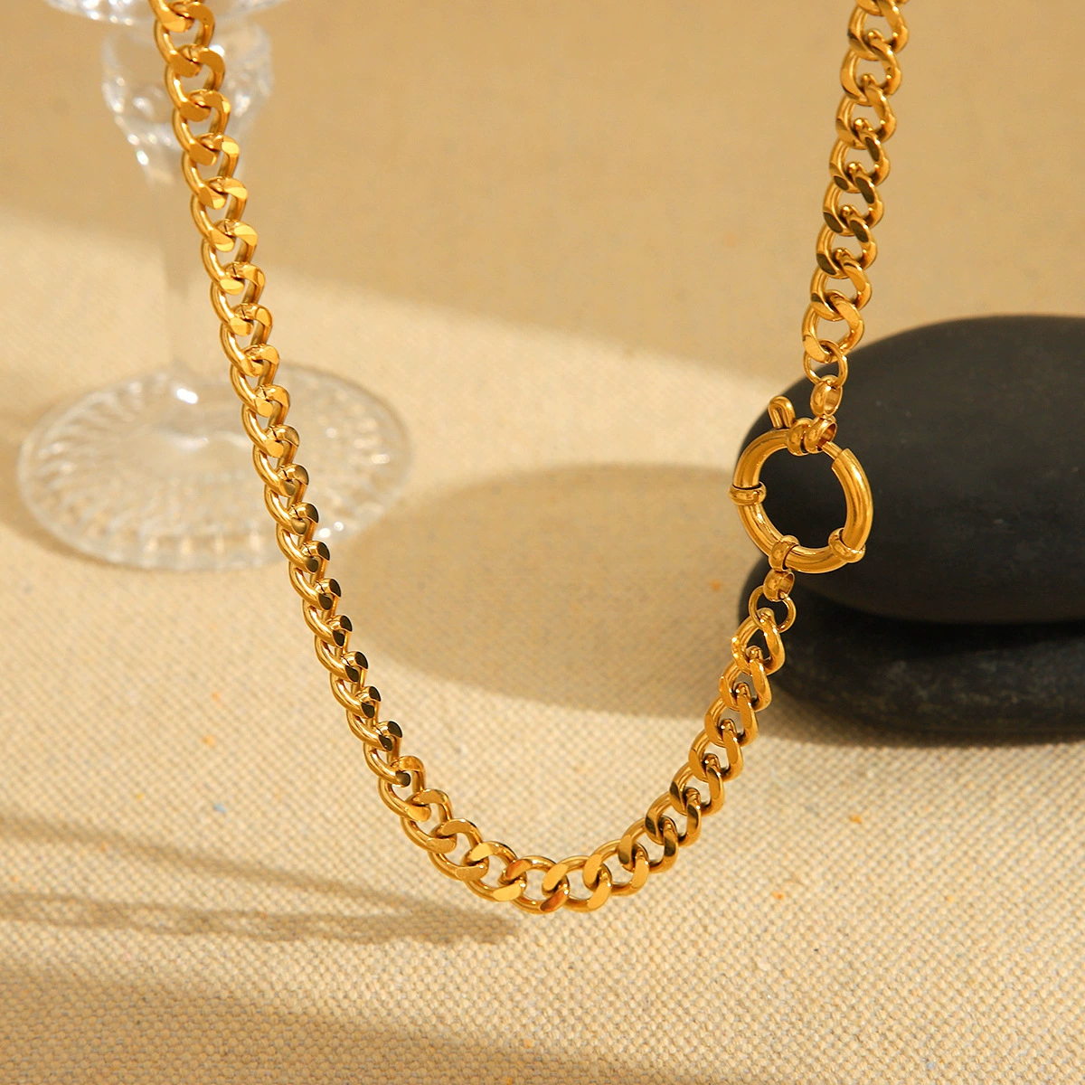 Brand trend necklace hip-hop style stainless steel, accessory, European style, 750 sample gold, does not fade