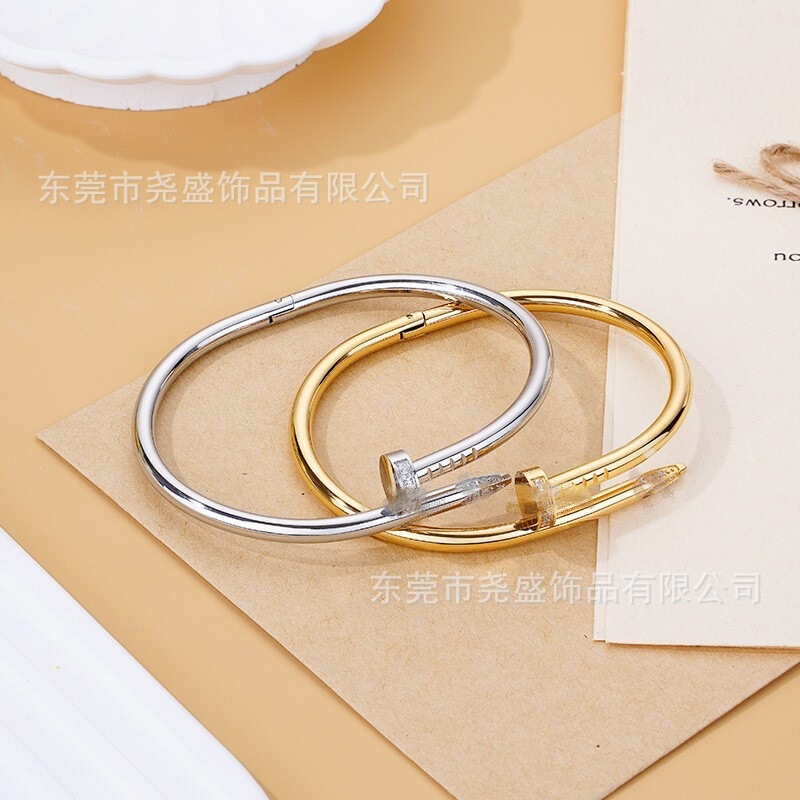 Cross-Border High-End European and American Hot-Selling Personalized New Products Roman Nail Bracelets Women's Jewelry Stainless Steel Gold-Plated Jewelry