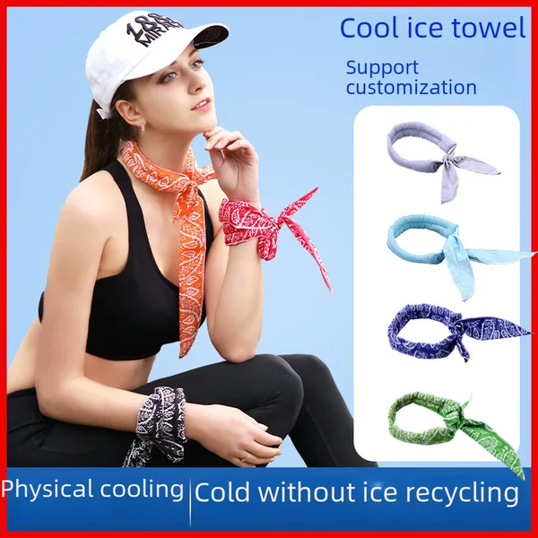 Amazon cross-border cashew flower small ice towel ice towel summer cooling ice belt sports turban pet ice towel