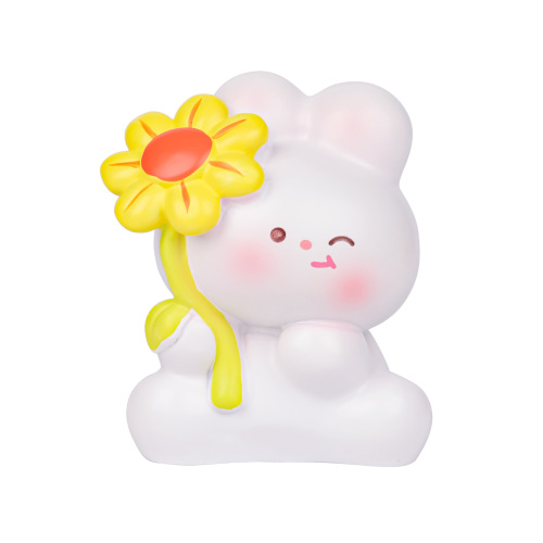 Cute Cartoon Bunny Figurine, Pastoral Small Rabbit, Adorable Plush Pet, Resin Bunny, Desktop Decor, Gift for Girls