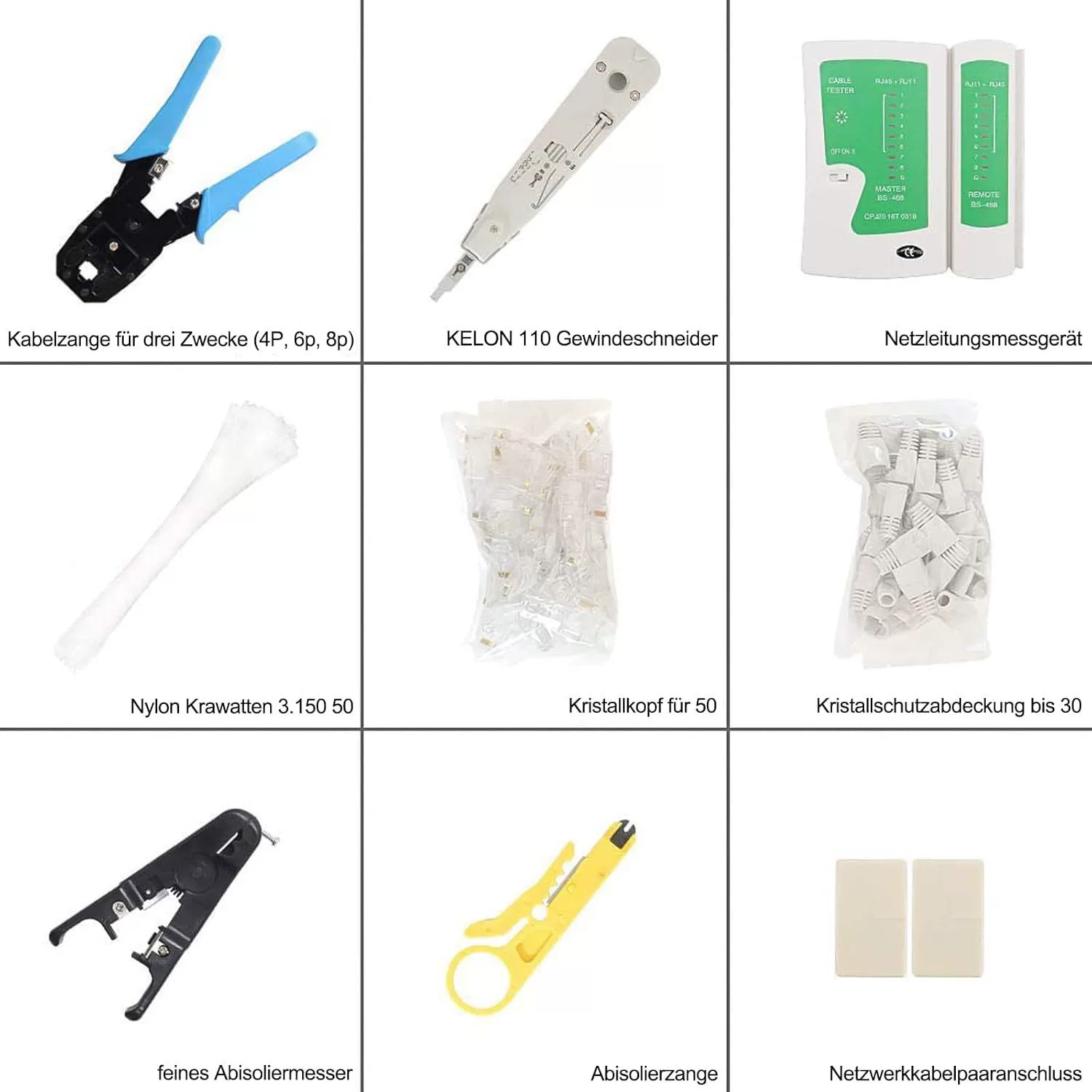 JENABOM 12 в 1 набор обжимных инструментов RJ45 RJ12 RJ11 CAT5, CAT6