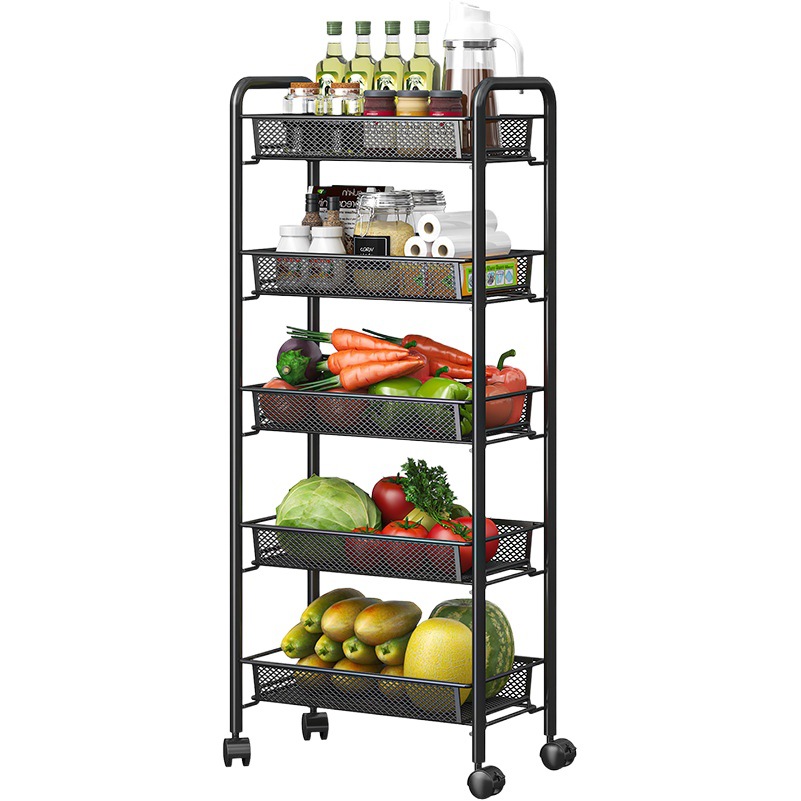 Rack de almacenamiento de cocina estante de almacenamiento doméstico piso multi-capa organizador rack carro multifuncional cesta de verduras