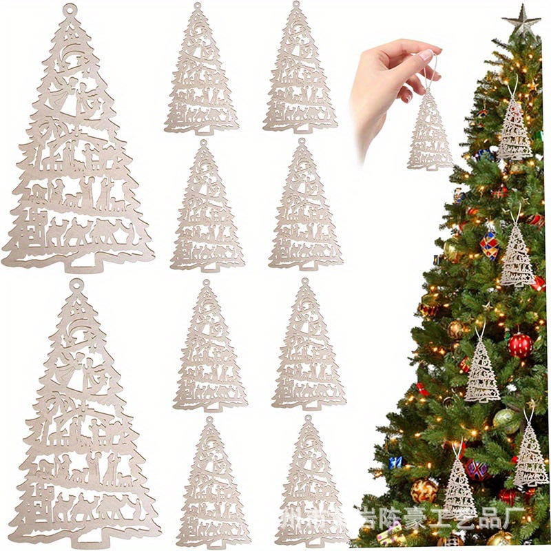 Colgante transfronterizo árbol de Navidad decoración colgante madera hueco Navidad colgante atmósfera de Navidad