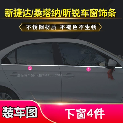 Şüşə kənarı xromları/moldingləri – New Santana Window Trim Strips - jetta-va32019-2025-4-pieces-for-lower-windows