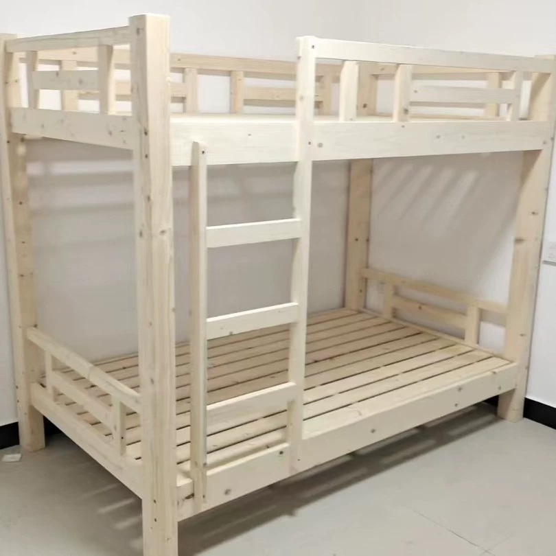 Двухъярусная кровать из массива дерева для школьного общежития, двухъярусная кровать из сосны, кровать для сотрудников, кровать из массива дерева для детской комнаты.