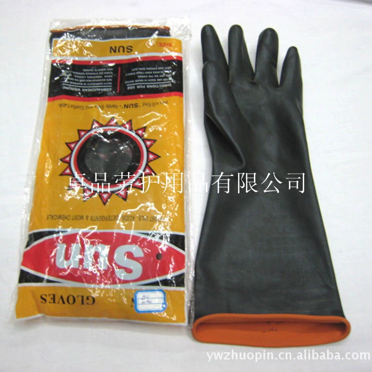 Поставка 180 г внешний черный внутренний красный Промышленные Латексные Перчатки кислоты и щелочи резиновые перчатки охраны труда