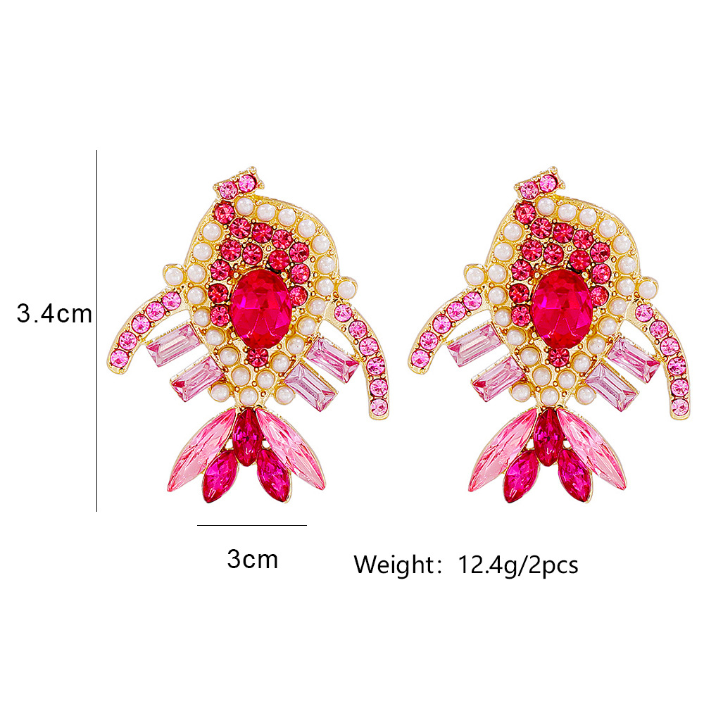 Fashion Simple Creative  Cute Pink Fish Shape Diamond Female Alloy Earrings display picture 1