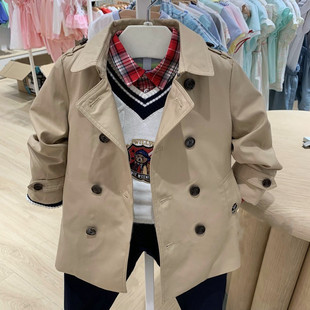 Original D Korean Version Autumn and Winter Boys' Mid-Length Khaki Windbreaker with Cotton Liner Tkjt213801B Drop Shipping