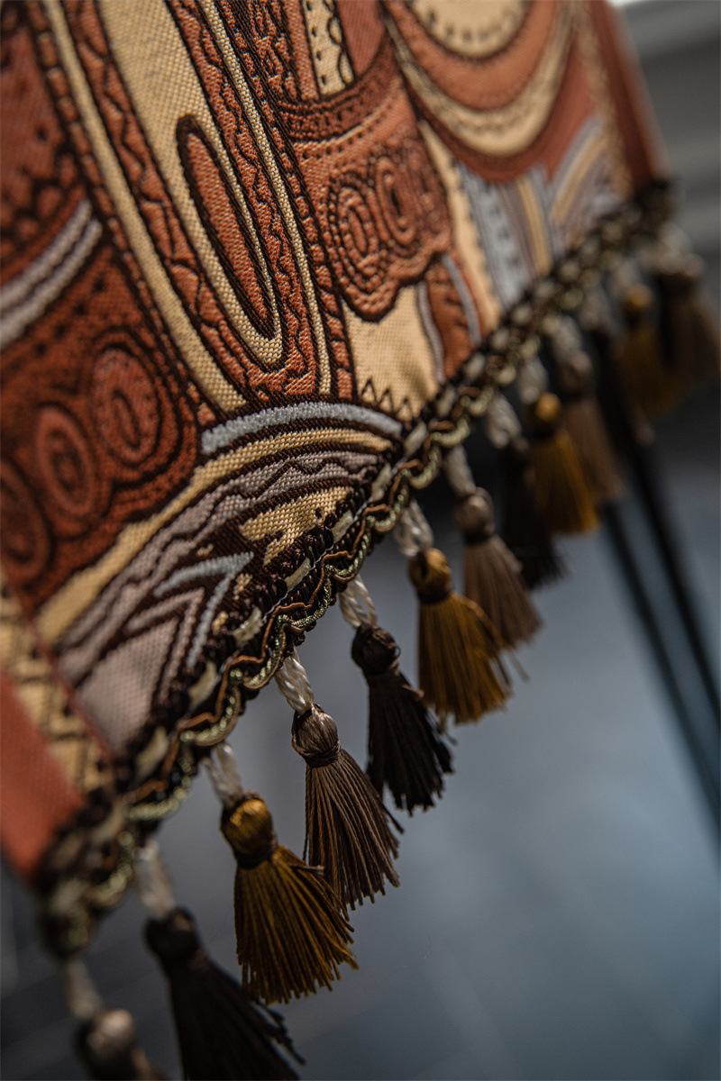 American Retro Jacquard Table Runner With Tassels Ethnic Style_voghion.com