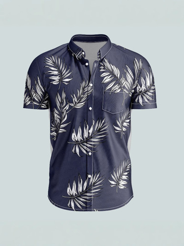 Beach Short Sleeve Southeast Asian Flower Shirts for Men, Quick-Drying Ice Silk Beach Vacation Sanya Style Clothing, Hawaiian Shirts for Men