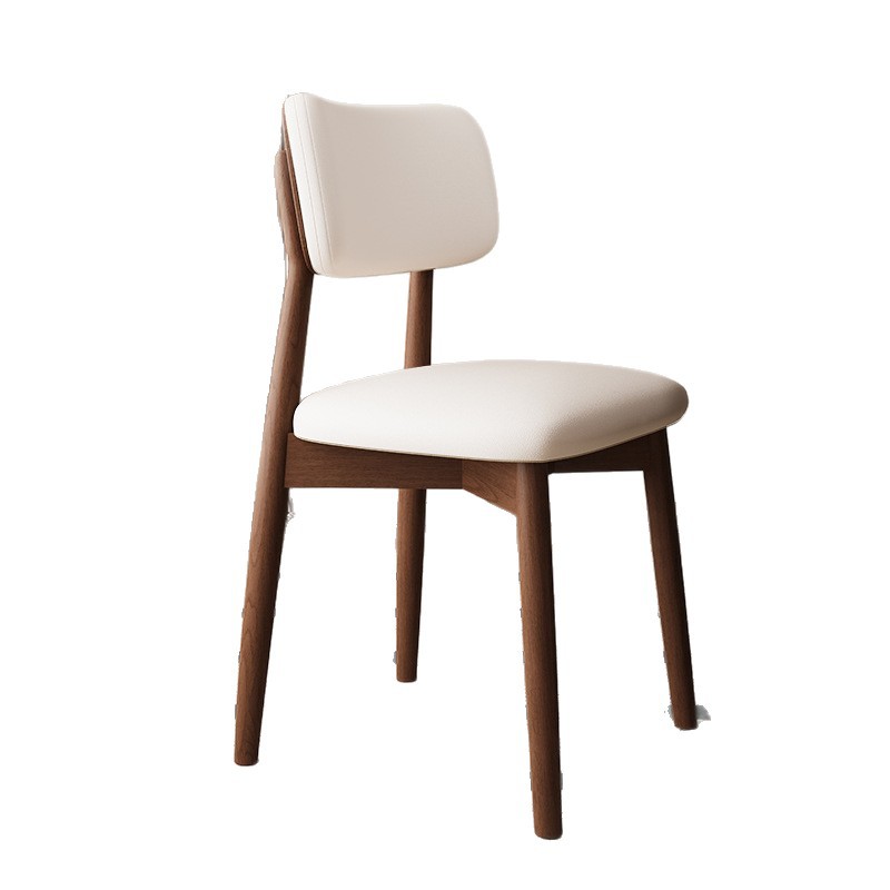 Silla de comedor de madera maciza, cuero de microfibra, restaurante doméstico, silla trasera de tela de algodón y lino, mesa y silla de comedor de hotel, taburete, silla duradera