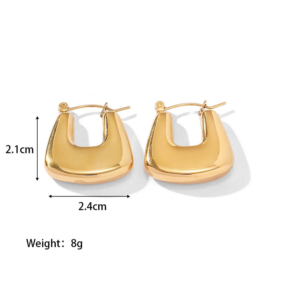 1 Pair Simple Style Classic Style C Shape U Shape The Answer Plating Stainless Steel Earrings display picture 6