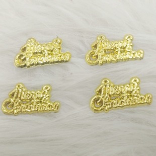 Factory Wholesale Golden Happy Christmas English Headwear Plastic Patch Hair Accessories diy Accessories Headwear Decoration Material