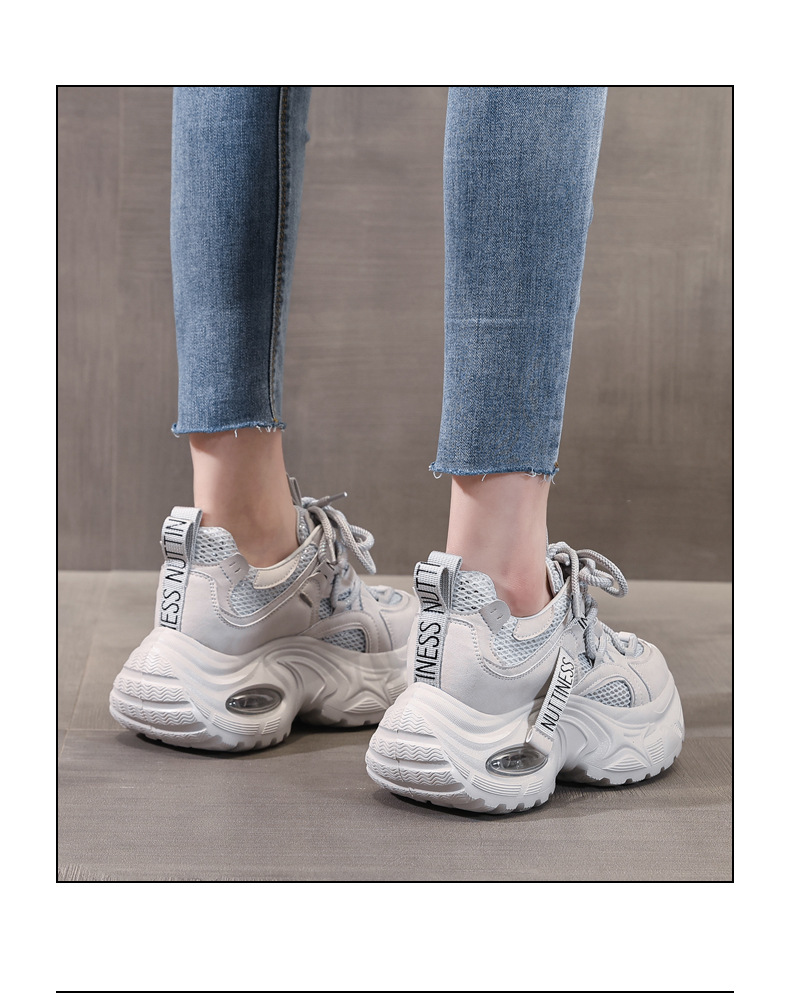 Giày sneaker nữ đế dày độn cao thoáng khí mặt lưới HS9866-5 — Màu trắng be chi tiết 19