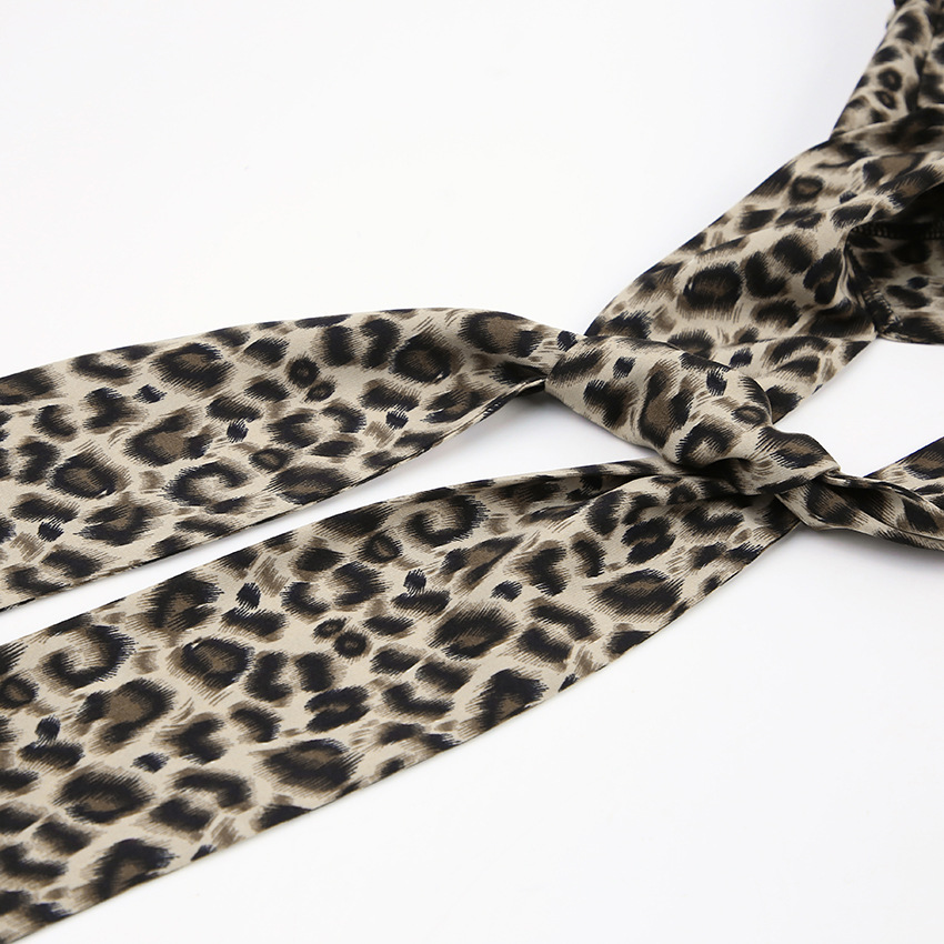 Winter Sexy Hollow Leopard Print High Waisted Bottoming Dress With Large A Line Skirt And Bow Tie Collar Long Skirt