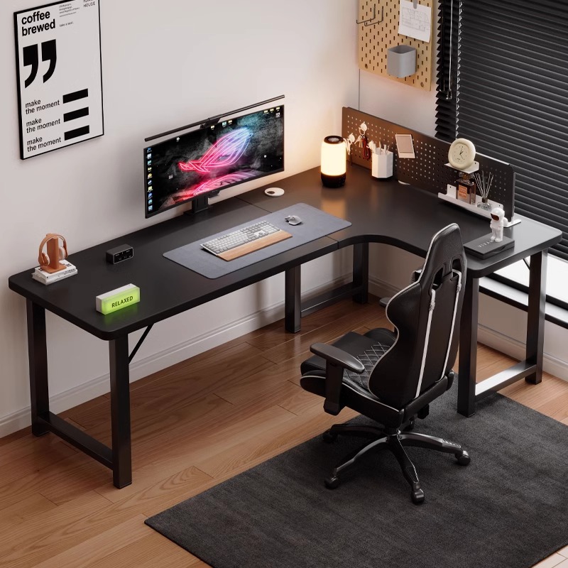 Corner E-sports Table Double Computer Table Desktop Home Desk Bookshelf Integrated Table Bedroom Office Desk Simple