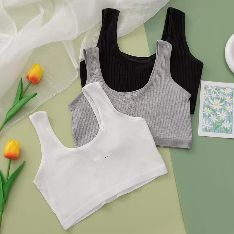 Girls' Developmental Intimates, Primary School Students, Junior High School Students, 7-18 Years Old, Pure Cotton Double-Layer Anti-Bump Vest, Tube Top Bra