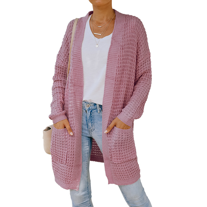 women s mid-length loose long-sleeved knitted jacket nihaostyles clothing wholesale NSSA71916