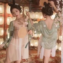 新款古装大码汉服套装睡衣女性感古代肚兜制服雪纺纱睡裙情趣内衣