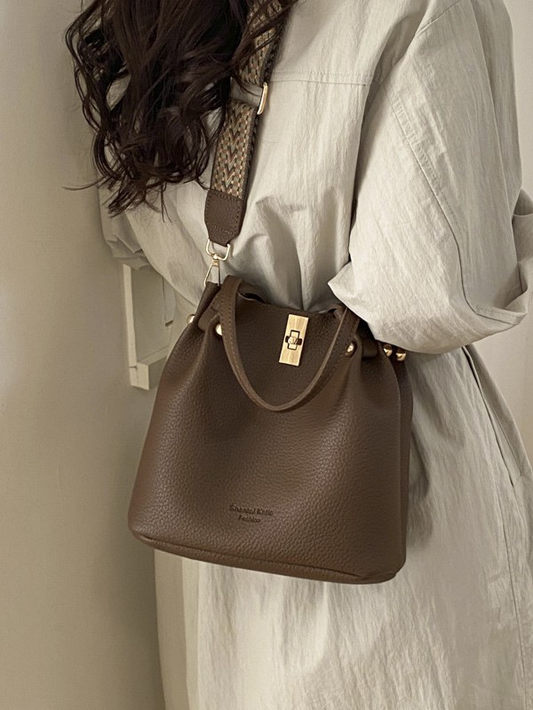 Bolso de cubo de mano de gran capacidad de mujeres venta caliente transfronteriza nuevo lichi bloqueo plegable moda casual bolso de mochila