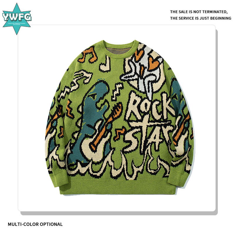 YWFG mujeres americanas letras de dinosaurio 2024 Año Nuevo otoño pareja superior versátil cuello redondo manga larga jersey image 1