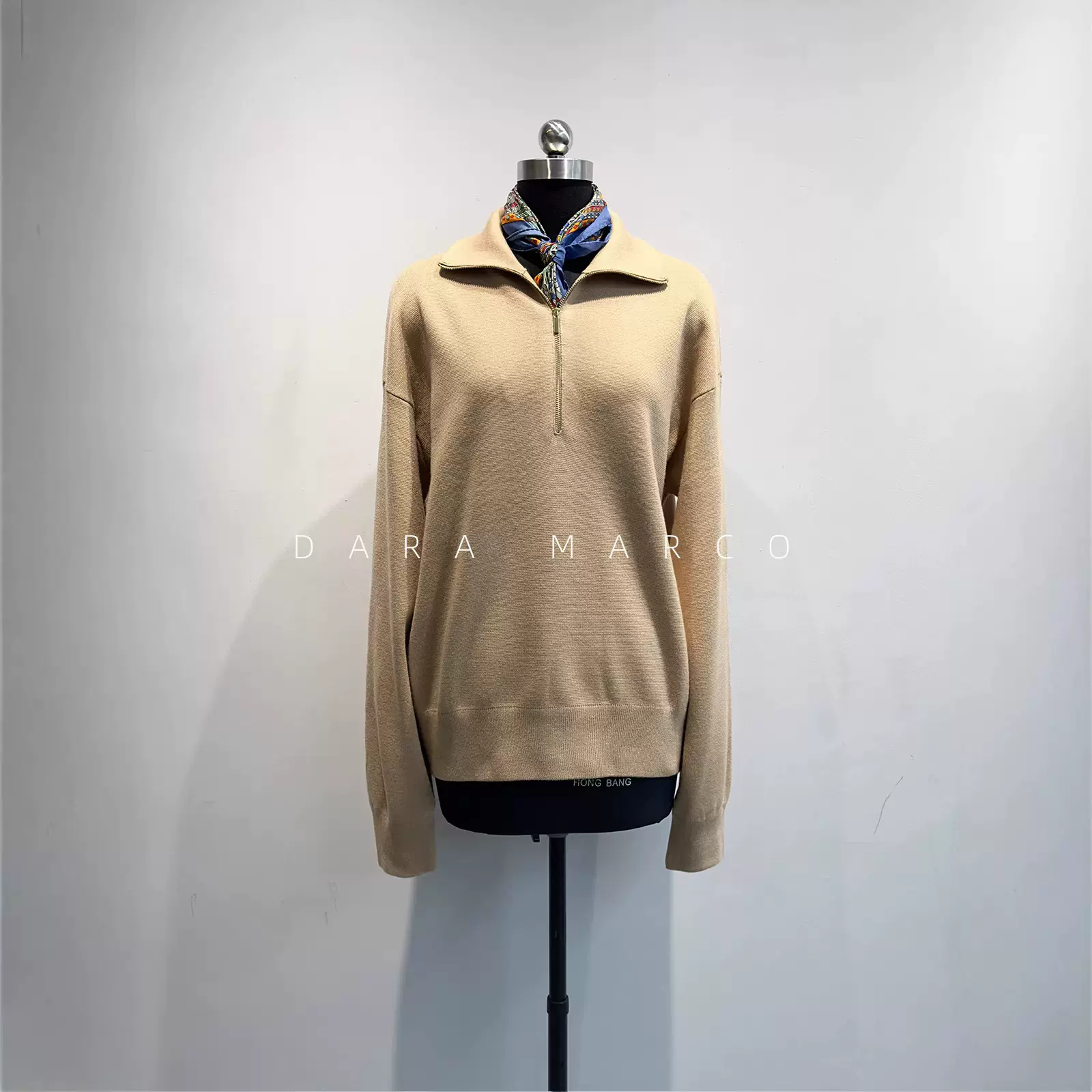 明星同款~羊毛混纺卫衣针织衫拉链高领毛衣内搭外套女26早春慵懒