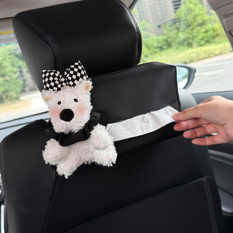 West Highland Car Tissue Box Trash Can Two-In-One Car Front and Rear Seat Back Hanging Paper Bag Female Cute