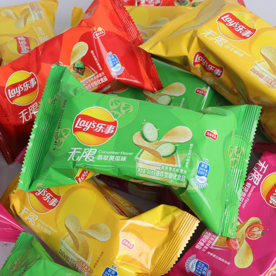 Happy unlimited potato chips drawer pack 40g * 36 packs whole box wholesale original cucumber tomato flavor leisure food snacks