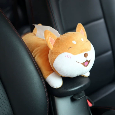 Creative Cute Cartoon Plush Paper Car tissue box/set - embroidered-small-wood-dog-elastic