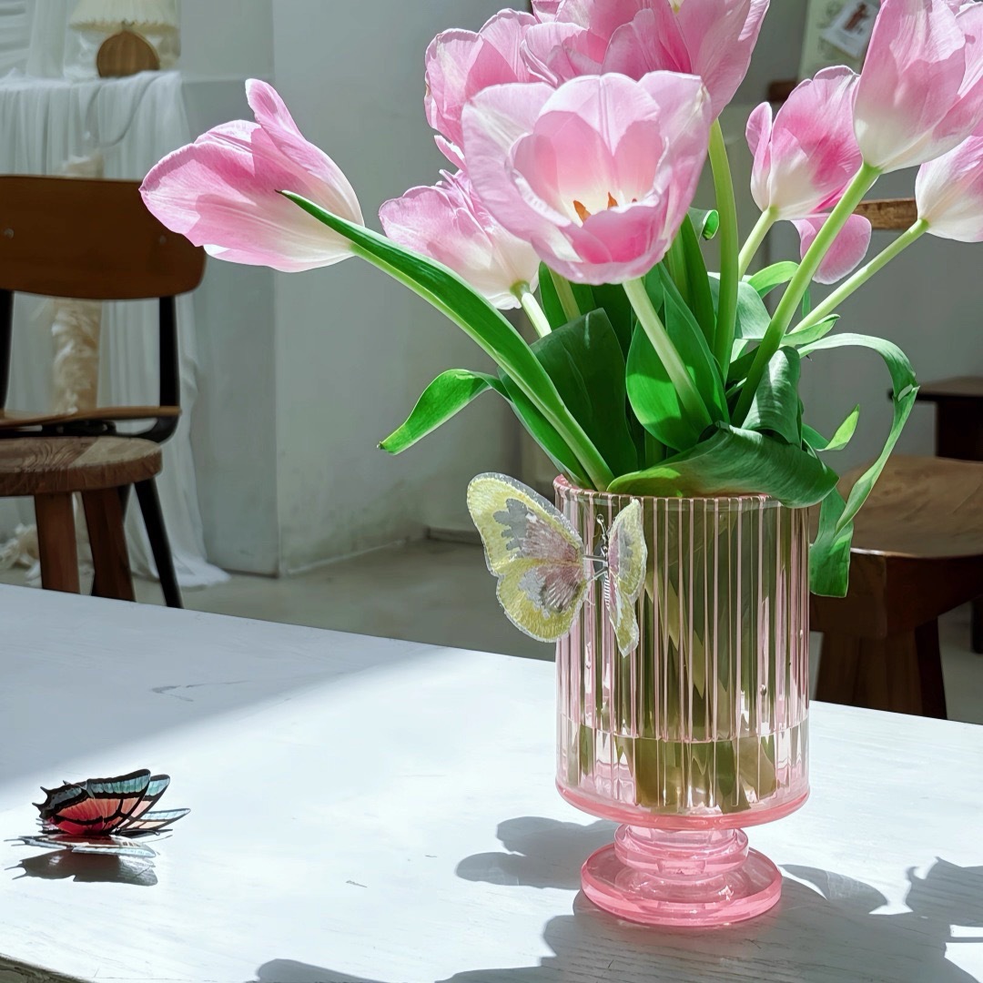 Soporte alto de acrílico - Botella de mariposa perfumada, rosa