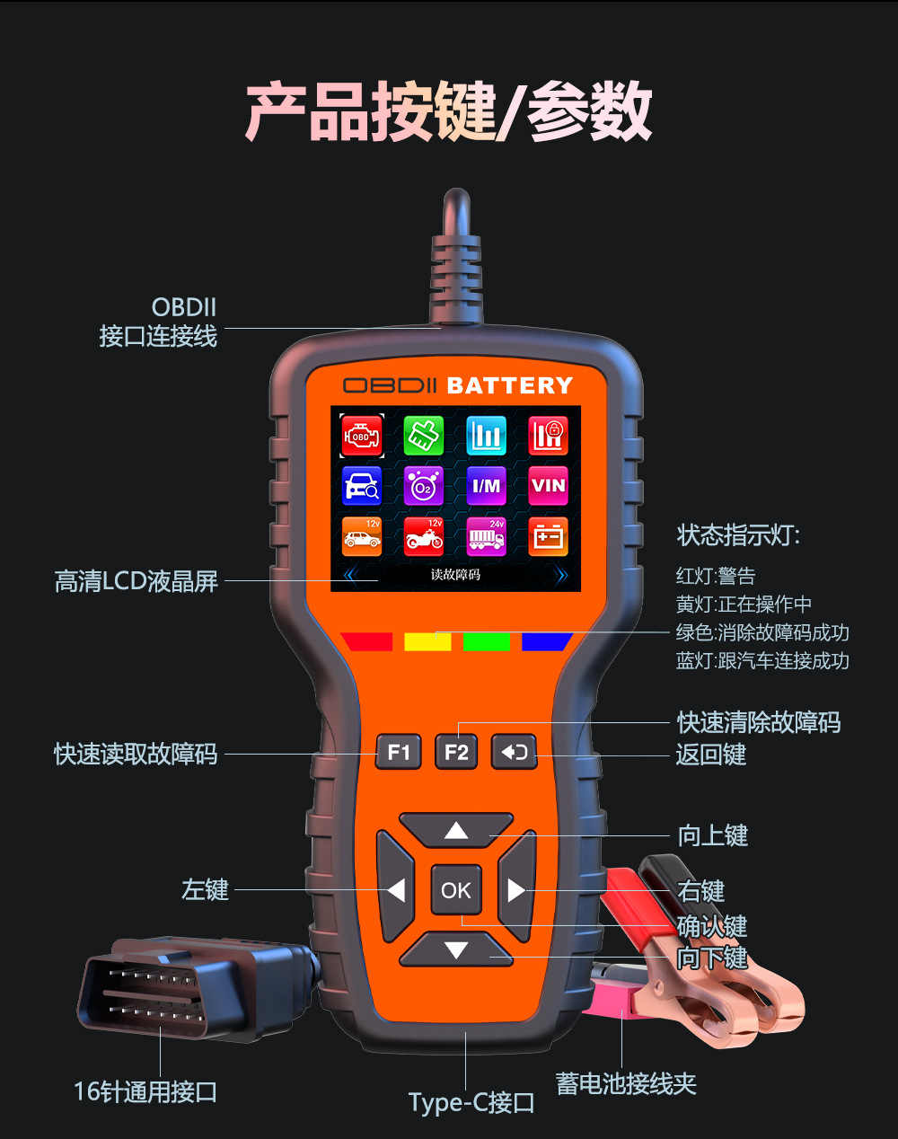 Car Obd Fault Scanner Car Battery Diagnostic Tool Vehicle Fault Detector Dropshipping
