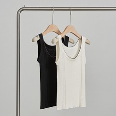 Mulberry silk worsted knitted camisole women's round neck small fragrant top slim fit sleeveless inner top