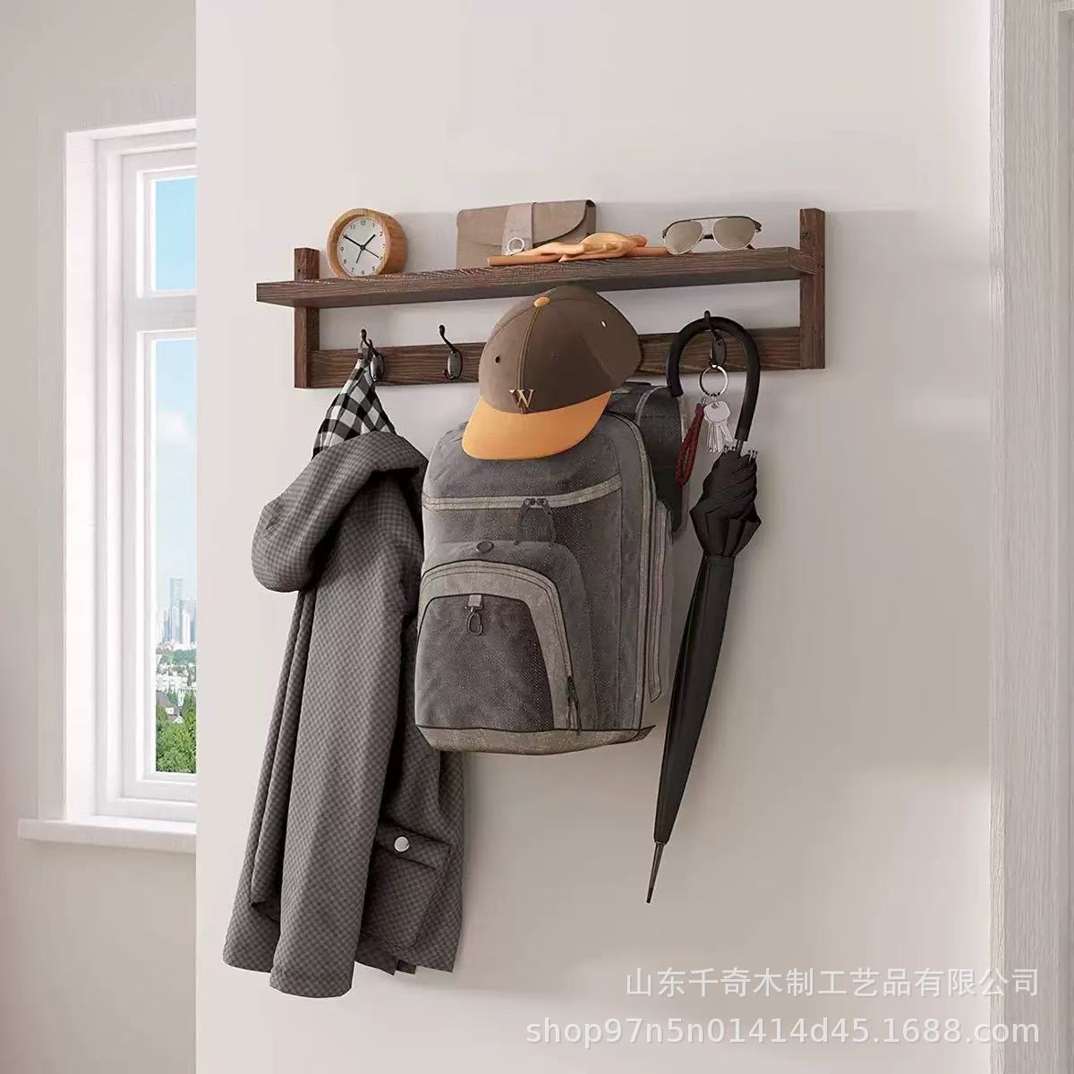 Perchas de madera, colgadores de baño de pared, estantes para artículos diversos en la pared de la sala de estar, estantes para llaves de entrada