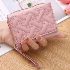 新しい韓国ファッションハート形刺繍レディースショートジッパー財布クラッチバッグ無地シンプルな小銭入れカードホルダー