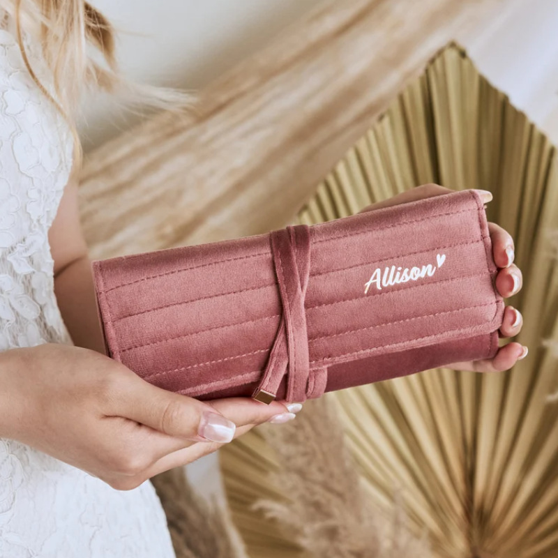 クロスボーダー热い贩売ベルベットジュエリーロール多机能イヤリングネックレスジュエリーバッグ结婚式ベルベットジュエリーロールバッグ|undefined