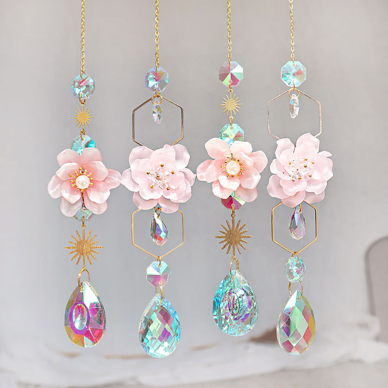 1 Piece Quantity Simple Style Flower Crystal Suncatcher Wind Chime Wall Art