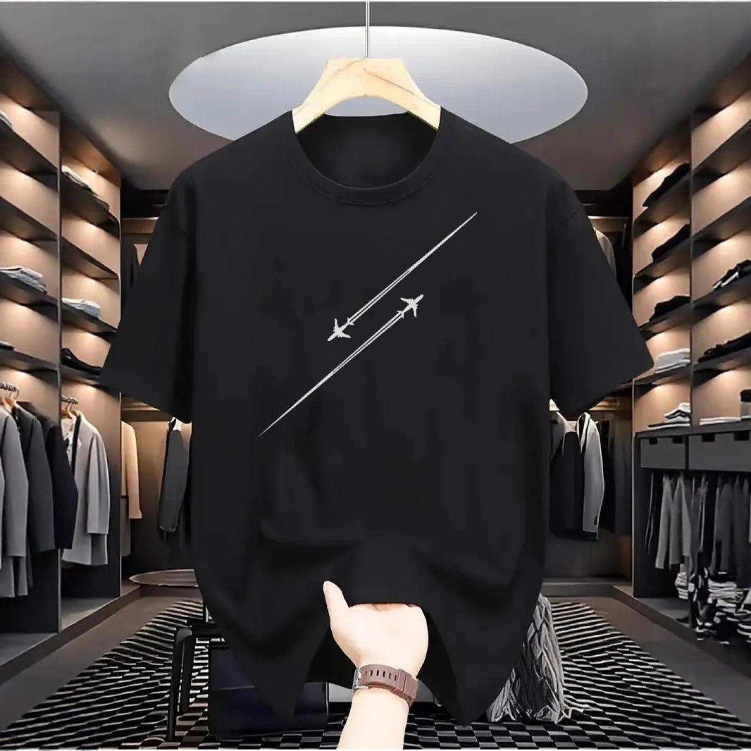 Short-Sleeved Men's Summer T-Shirt, New American Style, Trendy Summer Brand, Loose Heavyweight Cotton Top, Sports T-Shirt