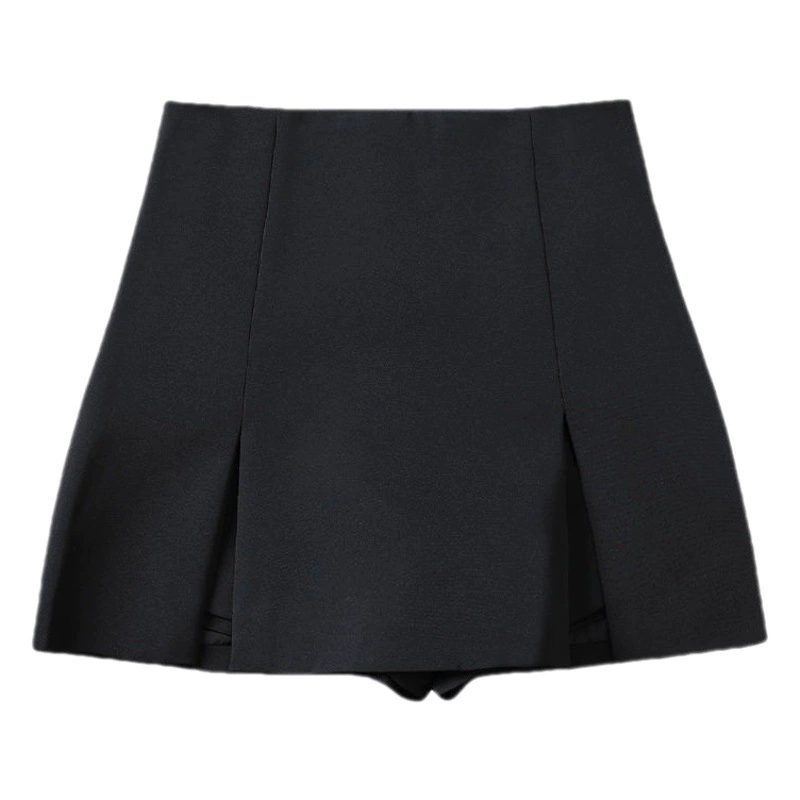 Юбка с высокой талией и разрезом, Женская Новинка на весну и лето 2022, модная универсальная юбка с антибликовым покрытием, черная короткая юбка А-силуэта
