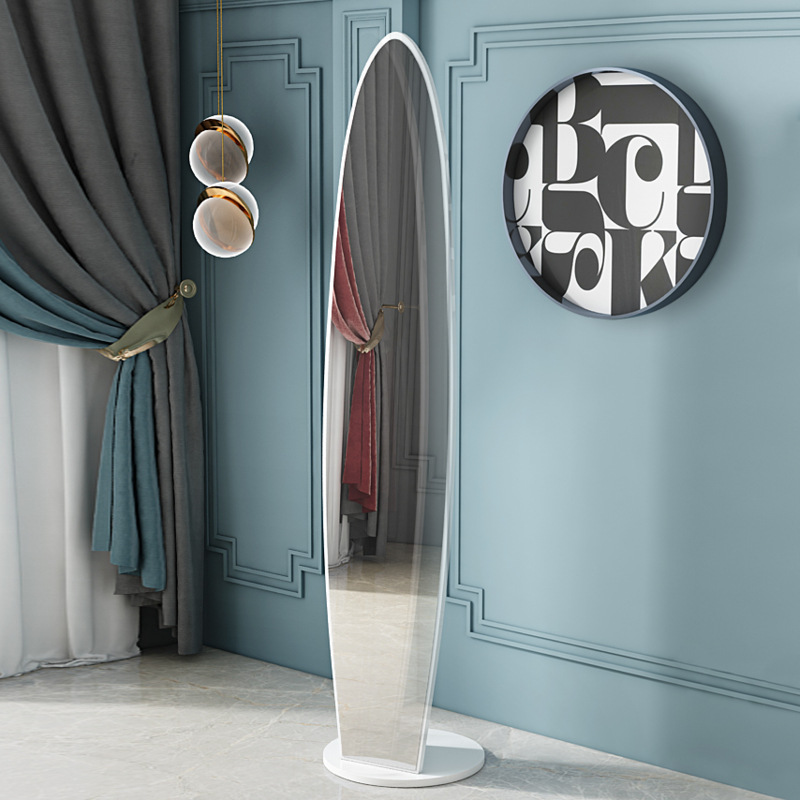 Espejo de cuerpo entero, espejo de piso para vestir, espejo de probador de dormitorio doméstico para niñas, espejo grande tridimensional móvil giratorio de viento