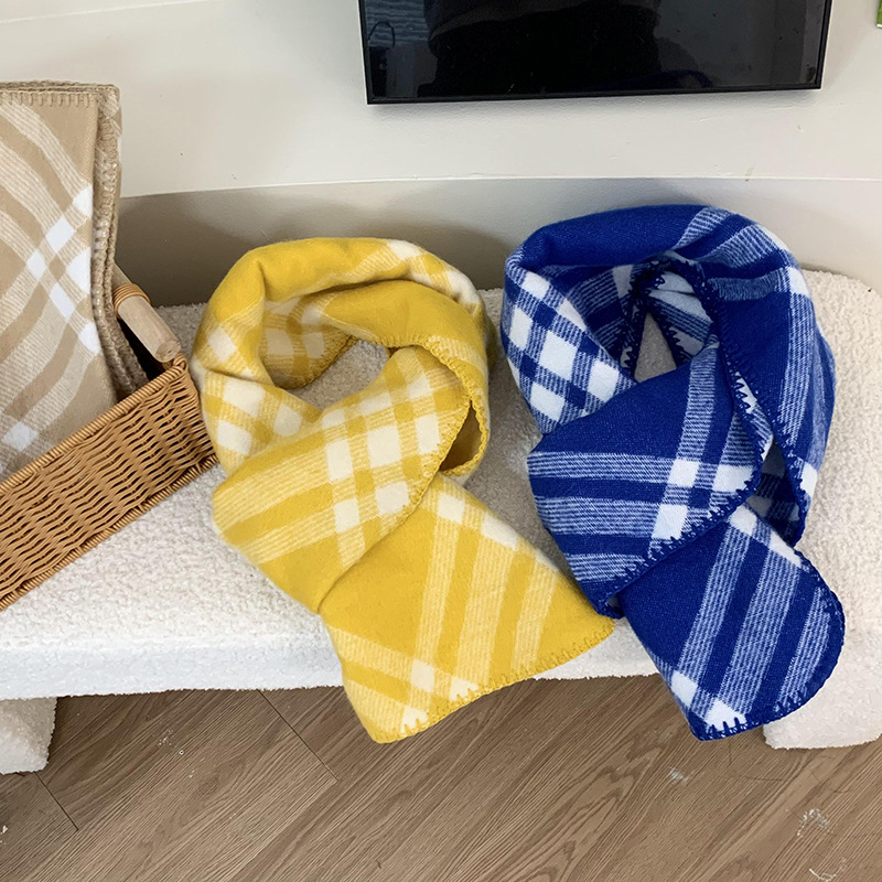 Bufandas coreanas para mujeres 2025 invierno color diamante caliente engrosado chapa de punto doble bufandas al por mayor