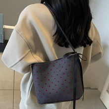 休闲超火小众波点女式包2024新款百搭单肩包腋下包手提洋气水桶包