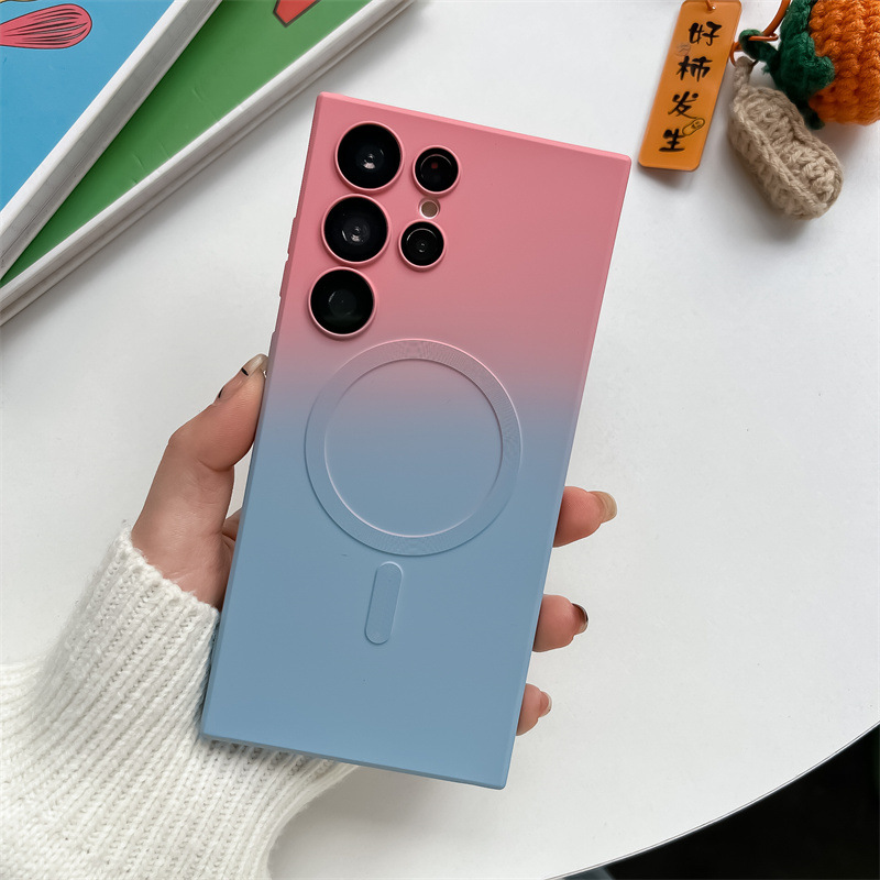 Funda magnética MagSafe para Samsung S26 con succión magnética, S25 Ultra con protector de lente, 24 Plus suave antihuellas.