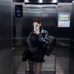 黑色皮衣外套女2025春秋季新款短款夹克酷飒风小个子机车复古