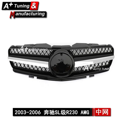 Suitable for Mercedes-Benz Sl-Class R230 2003-2006 Upgraded Amg Black Modified Grille Sl600 (Zhongwang) - amg-black