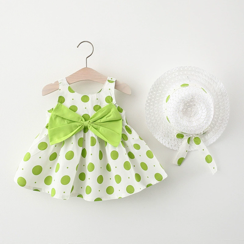 Summer sleevless dress girl's with bow, 1234 years, flowered