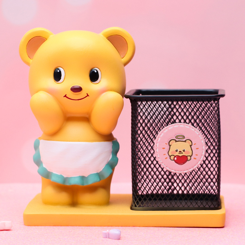 Douyin venta caliente red tela tela portalápices resina creativa decoración de escritorio caja de almacenamiento suministros para estudiantes regalos para niños