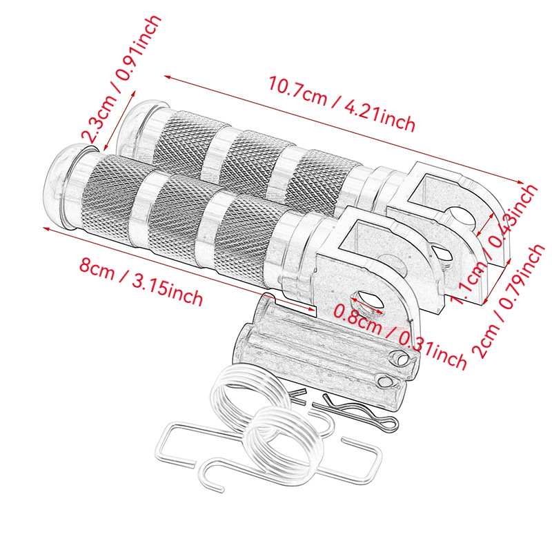 Cnc Aluminum Alloy Motorcycle Footrests, Universal Folding Modified Footpegs with Spring Mounting Accessories